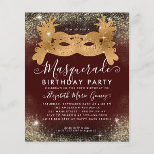 Budget Masquerade Burgundy Gold Glitzer Geburtstag