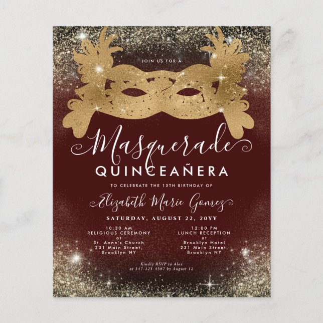Budget Masquerade Burgundy Red Gold Glitzer Quince (Vorderseite)