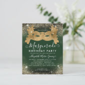 Budget Masquerade Green Gold Glam Glitzer Geburtst (Stehend Vorderseite)