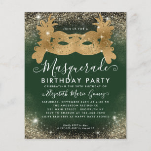 Budget Masquerade Green Gold Glam Glitzer Geburtst