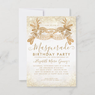 Budget Masquerade White Gold Glitzer Staub Geburts Mitteilungskarte