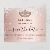 Budget Masqueron Party Rose Gold Save the Date (Vorderseite)