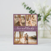 Budget Mauve 3 Foto Collage Wedding Vielen Dank (Stehend Vorderseite)