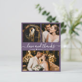 Budget Mauve Foto Collage Wedding Dankeschön Karte (Stehend Vorderseite)