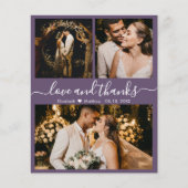 Budget Mauve Foto Collage Wedding Dankeschön Karte (Vorderseite)
