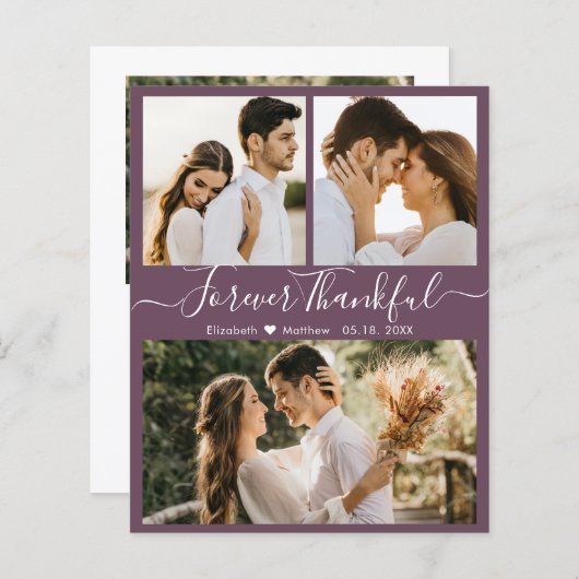 Budget Mauve Foto Collage Wedding Vielen Dank Flye (Vorne/Hinten)