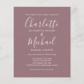 Budget Mauve Script Foto Hochzeit Einladung (Vorderseite)