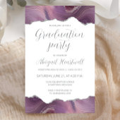 Budget Mauve Silver Agate Graduate Party Einladung