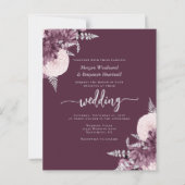 Budget Mauve Silver Floral QR Code Wedding Invite (Vorderseite)
