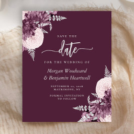 Budget Mauve Silver Floral Save the Date