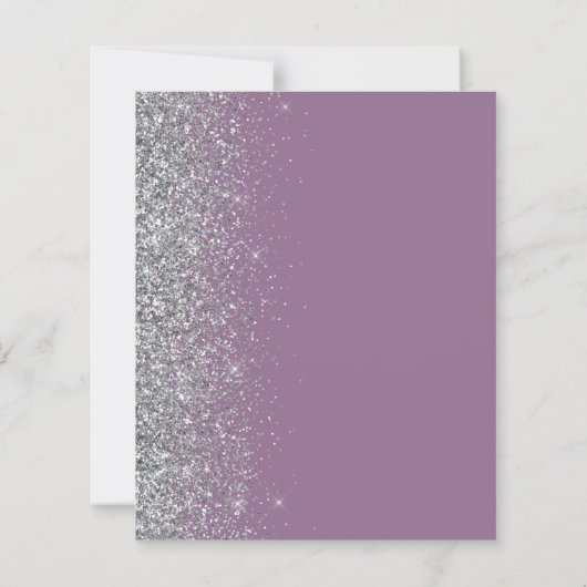 Budget Mauve Silver Glitzer Wedding Einladung (Rückseite)