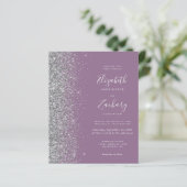 Budget Mauve Silver Glitzer Wedding Einladung (Stehend Vorderseite)