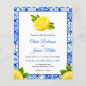 Budget Mediterrane Tile Lemon Hochzeit Einladung (Vorderseite)