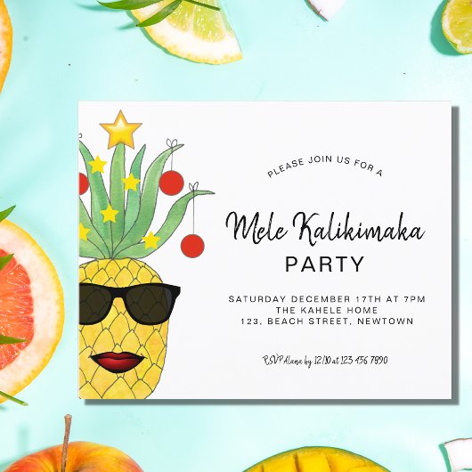 Budget Mele Kalikimaka Party Ananas Einladung