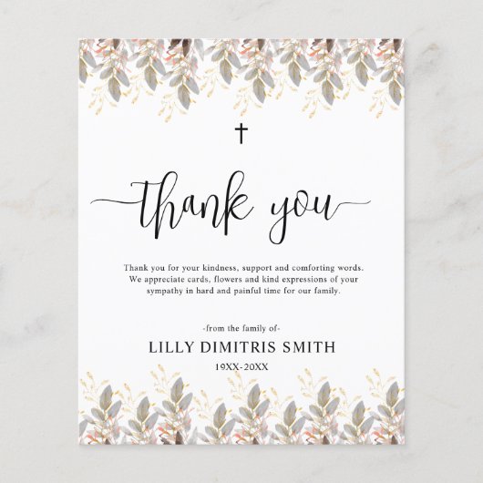 Budget Memorial Beerdigung Danke Karte (Vorderseite)