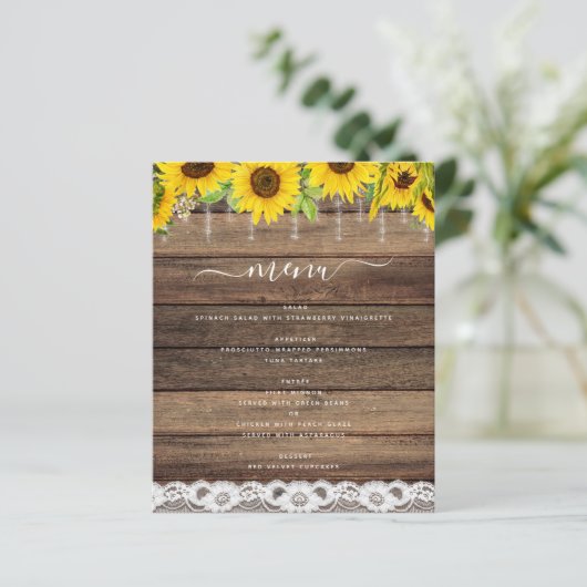 Budget Menü Rustikale Sonnenblumen Bauernhof Rusti (Stehend Vorderseite)