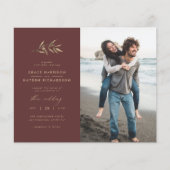 Budget Merlot & Branch Wedding Foto Einladung (Vorderseite)