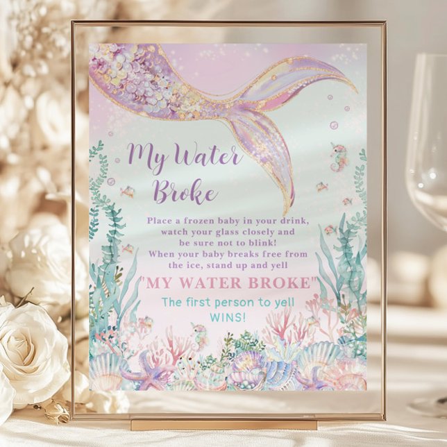 Budget Mermaid Baby Dusche Mein Wasser Broke Fun G (whimsical-ethereal-rainbow-under-the-sea-mermaid-tail-budget-cheap-my-water-broke-funny-game)