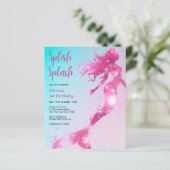 Budget Mermaid Girl 1. Geburtstag Einladung (Stehend Vorderseite)