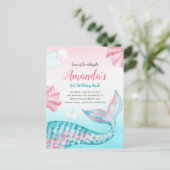 Budget Mermaid Wasserfarbe Geburtstag Einladung Postkarte (Stehend Vorderseite)