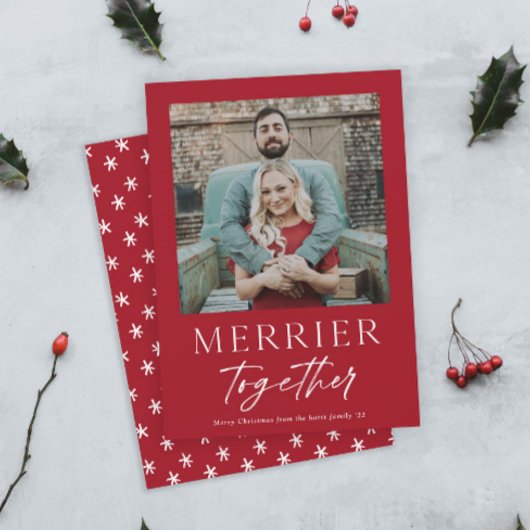 Budget Merrier Together Type Foto Weihnachtskarte