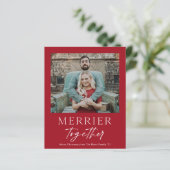 Budget Merrier Together Type Foto Weihnachtskarte (Stehend Vorderseite)