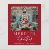 Budget Merrier Together Type Foto Weihnachtskarte (Vorderseite)