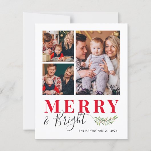 Budget Merry and Bright Foto Collage Card (Vorderseite)