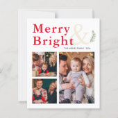 Budget Merry and Bright Typografy Foto Card (Vorderseite)