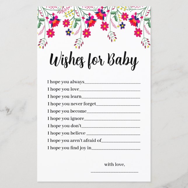 Budget Mexican Floral Prayers for Baby Shower Card (Vorderseite)