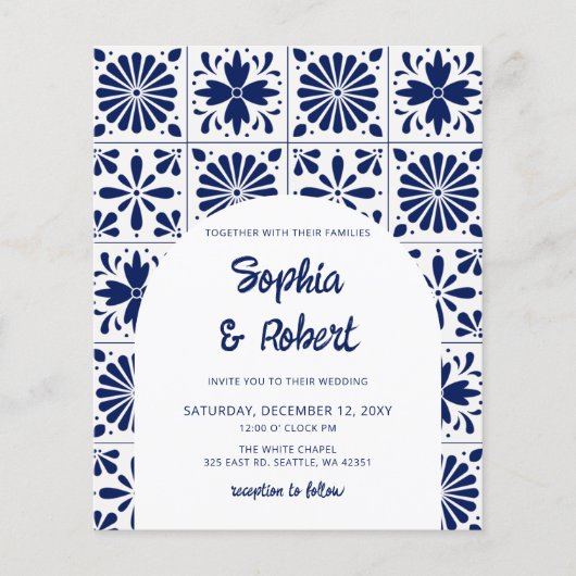 Budget mexikanisch Blue Talavera Tiles Wedding (Vorderseite)