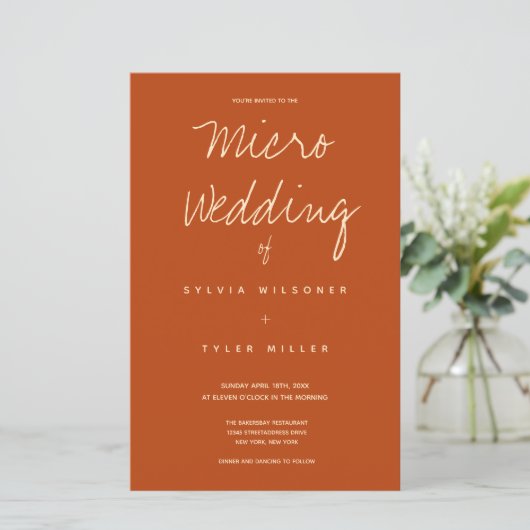 Budget Micro Wedding Burnt Orange Typografie (Stehend Vorderseite)