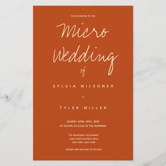 Budget Micro Wedding Burnt Orange Typografie (Vorderseite)