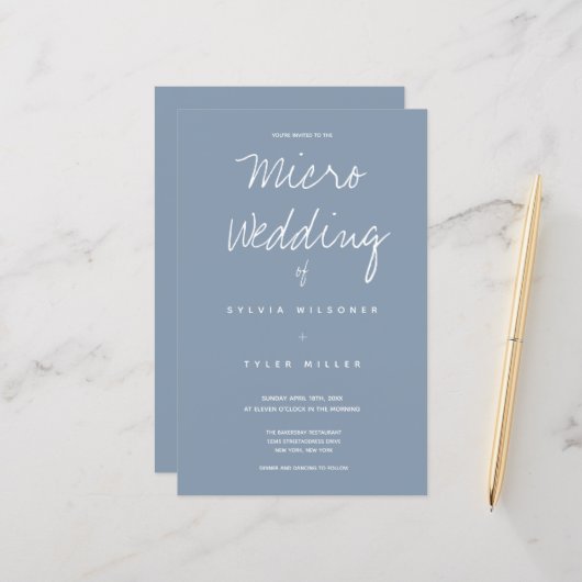 Budget Micro Wedding Dusty Blue Typografy (Vorderseite/Rückseite Beispiel)