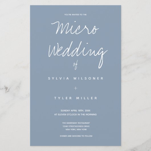 Budget Micro Wedding Dusty Blue Typografy (Vorderseite)