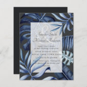 Budget Midnight Blue Leaf Wedding Ampersand (Vorne/Hinten)