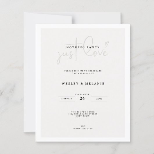 Budget Mimimal Beige QR-code Nothing Fancy Wedding (Vorderseite)