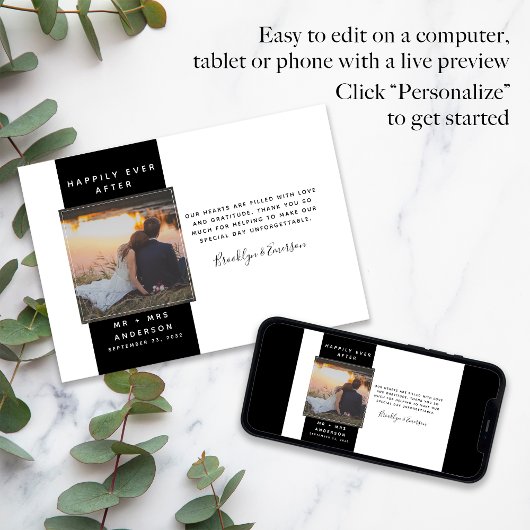 Budget Mini Foto Wedding Vielen Dank Mitteilungskarte