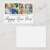 Budget Mini Happy Neujahr 2 Foto Collage Mitteilungskarte (Vorne/Hinten)