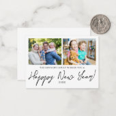 Budget Mini Happy Neujahr 2 Foto Collage Mitteilungskarte (Vorderseite/Rückseite Beispiel)