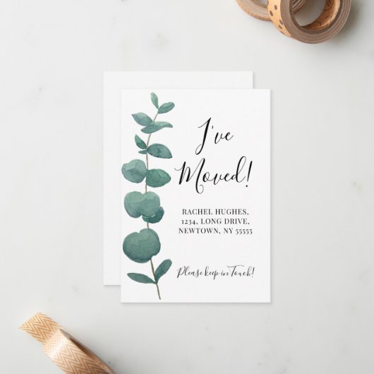 Budget Mini Ich habe die Eukalyptus-Ankündigung ve Mitteilungskarte (Vorderseite/Rückseite Beispiel)