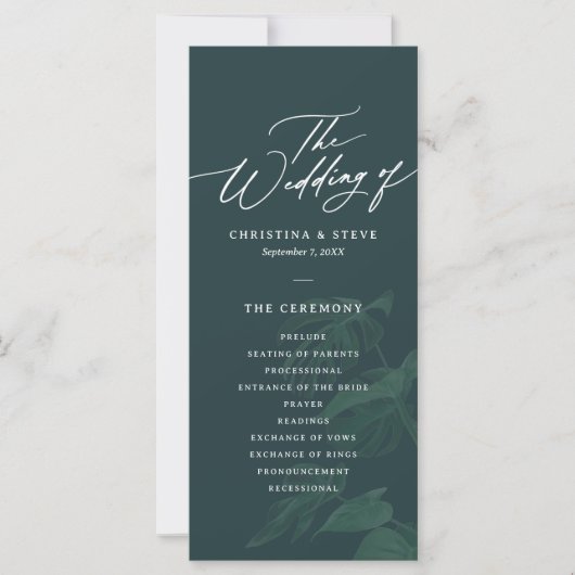 Budget Minimal and Chic Green Wedding Program (Vorderseite)