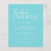 Budget Minimal Aqua Script Brautparty Einladung (Vorderseite)