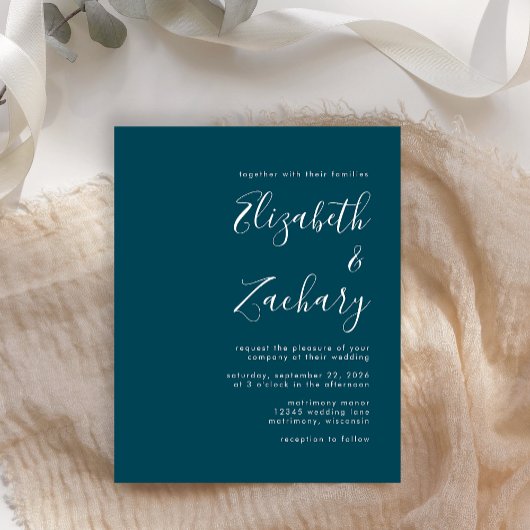 Budget Minimal Aquamariner Blue QR Code Einladung