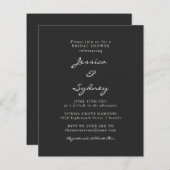 Budget Minimal Black Script Brautparty Einladung (Vorne/Hinten)