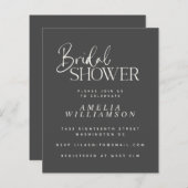 Budget Minimal Black Script Brautparty Einladung (Vorne/Hinten)