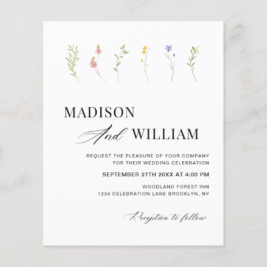 BUDGET Minimal Boho Chic Wildblume Garden Wedding (Vorderseite)