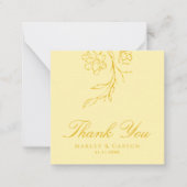 Budget Minimal Butter Yellow Wedding Thank You Mitteilungskarte (Vorderseite)