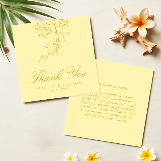 Budget Minimal Butter Yellow Wedding Thank You Mitteilungskarte