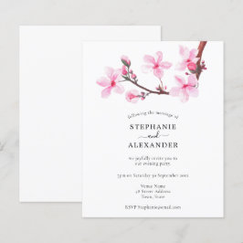 Budget Minimal Cherry Blossom Abend Party Einladun